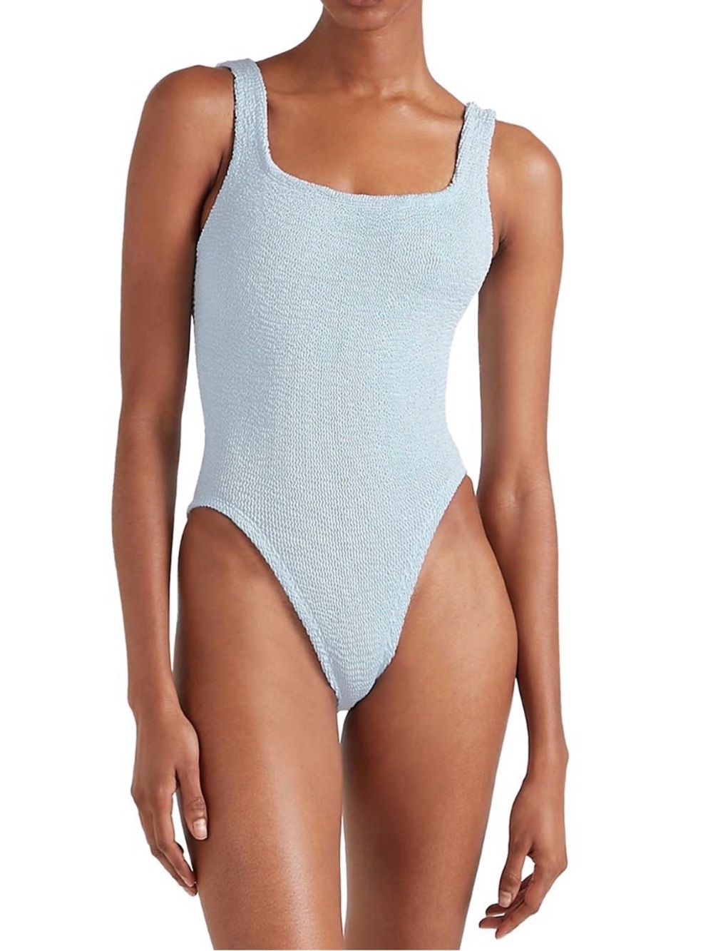 Hunza G 🩵 Square Neck One Piece - Metallic Ice Blue